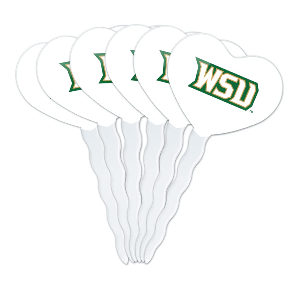 GRAPHICS & MORE Cupcake Toppers Set of 6, Acrylic, Wright State University, Model CUPCAKE.HEART.CLCWRS.Z007945