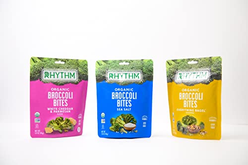 Rhythm Superfoods Crunchy Broccoli Bites, White Cheddar & Parmesan, Organic & Non-Gmo, 1.4 Oz, Vegan/Gluten-Free Vegetable Super