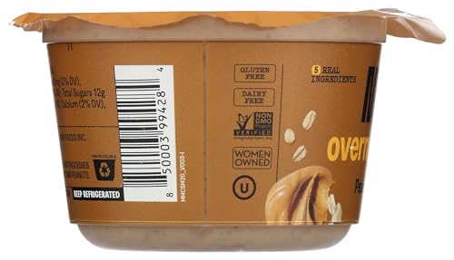 MUSH Overnight Oats - Peanut Butter Protein - 15g of Protein, Good Source of Fiber, Non-GMO, Dairy Free, Gluten Free, 5oz