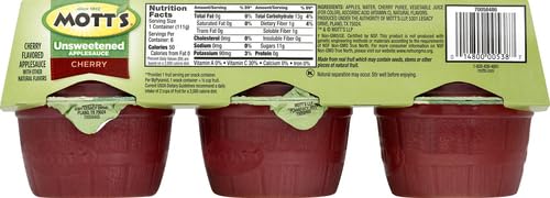 Motts, Applesauce Cherry, (6 Count of 3.9 oz Containers) 23.4 oz