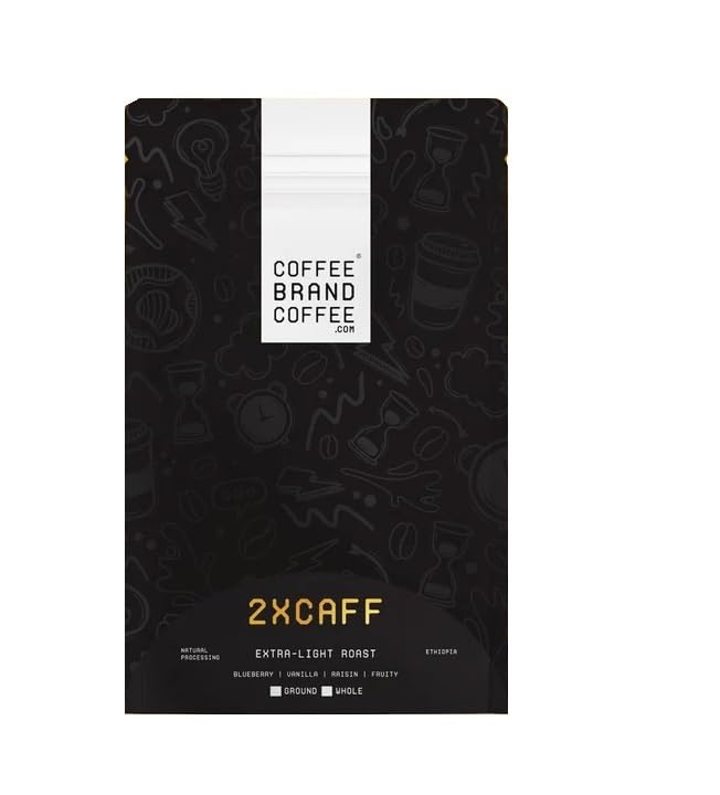Coffee Brand Coffee Double Caffeinated Ground Coffee, Extra-Light Roast, Blueberry & Vanilla Flavors, 12 Ounce