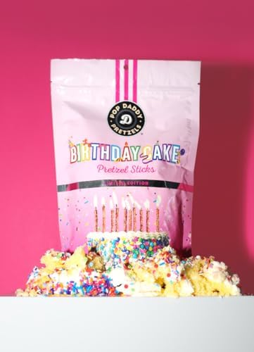 Pop Daddy Flavored Pretzels Sticks, Birthday Cake Flavor, 3Oz Healthy Gourmet Pretzels Snacks, 15 Pack