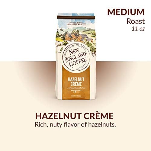 New England Coffee Hazelnut Crème Medium Roast Ground Coffee, 11oz Bag