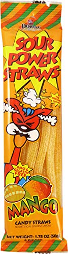 Sour Power Candy Straws, Mango, 1.75 Oz (Pack Of 24)