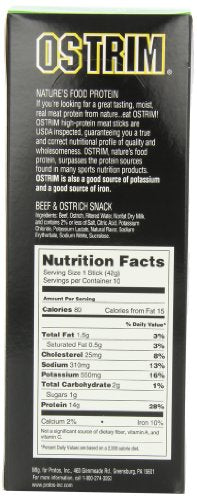Ostrim (1.5Oz) High Protein Snack Stick, (2 Packs Of 10) (1.5, Pepper (Beef & Ostrich))