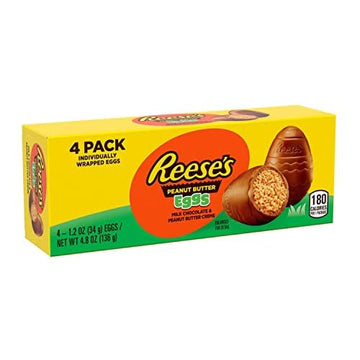 ReecesEggs Peanut Butter Creme Eggs 4 Individually Wrapped Chocolate Eggs Easter Candy For Parties, Mother 's Day, Snacks & Trea