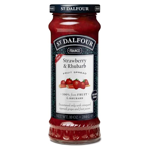 St. Dalfour Strawberry & Rhubarb Fruit Spread - 10Oz - 100% From Fruit, No Artificial Ingredients, Non Gmo, No Cane Sugars, All Natural
