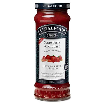 St. Dalfour Strawberry & Rhubarb Fruit Spread - 10Oz - 100% From Fruit, No Artificial Ingredients, Non Gmo, No Cane Sugars, All Natural