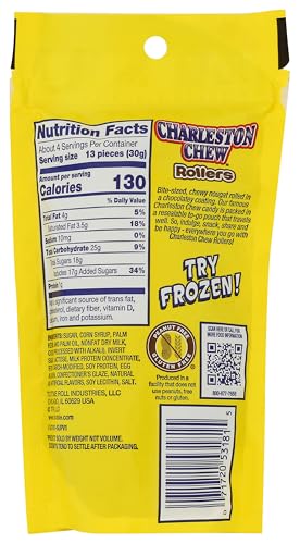 Charleston Chew Rollers Vanilla Snack-To-Go Resealable Bag, 4.5 oz, Pack of 3