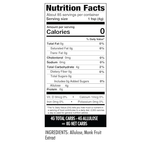 Wholesome Yum Besti Natural Sugar Substitute - Keto Granulated Monk Fruit Sweetener Blend With Allulose (No Erythritol) - Non GMO  Zero Calorie  Zero Carb  Sugar Free  No Aftertaste (12 oz  2 Pack)