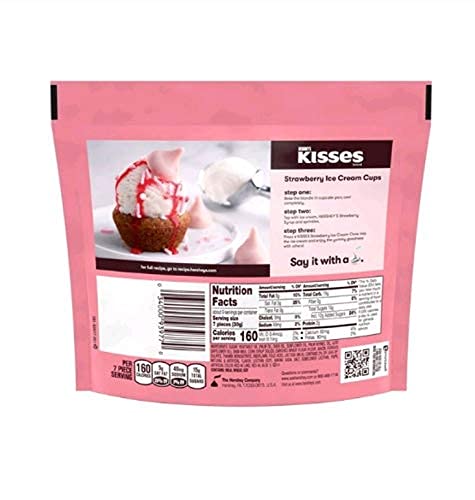 Hershey'S Kisses Strawberry Ice Cream Cone Candy Share Bag Limited Summertime Edition (9 Oz), Pack Of 3