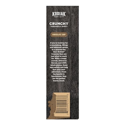 Kodiak Cakes Crunchy Granola Protien Snack Bars, Chocolate Chip, High Protein, 100% Whole Grains, 12 boxes with 6 pouches (144 b