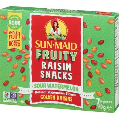 Sun-Maid Fruity Raisin Snacks, Sour Watermelon, 140g/5 oz. Box (Imported from Canada)