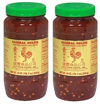 Huy Fong Sambal Oelek Ground Fresh Chili Paste (Large 18 Oz Jars) 2 Pack