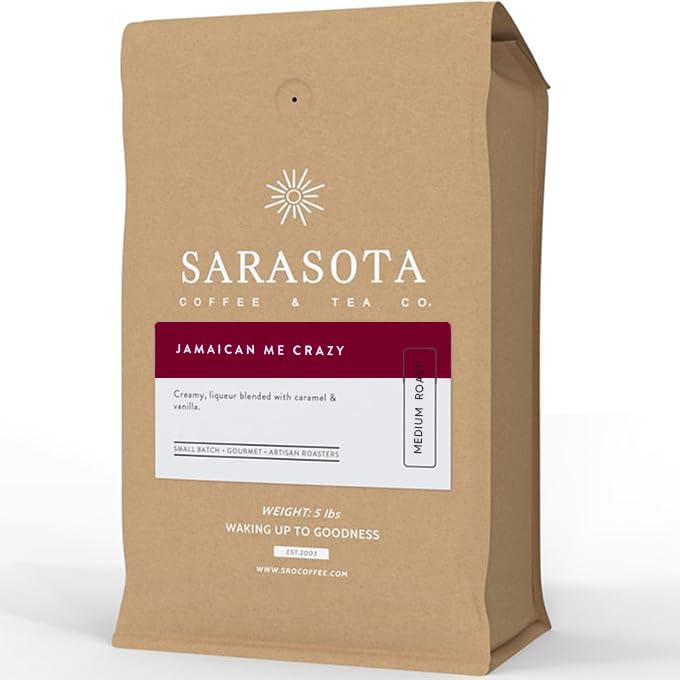 SARASOTA COFFEE & TEA CO. Whole Bean Coffee | Medium Roast | Low Acid | 80 oz