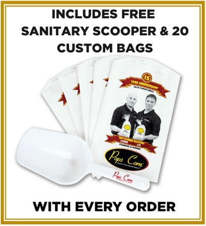 Gourmet Kettle Corn Popcorn-Bulk-Wholesale-5 Gallons-90 Cups-60 Oz -Free Sanitary Scooper & 20 Gift Bags Included!
