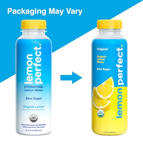 Lemon Perfect 4-Flavor Variety Pack, Hydrating Flavored Lemon Water, Zero Sugar, Delicious and Refreshing, Organic, 15.2 fl oz B