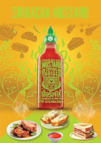 Crying Thaiger Sriracha Mustard Chili Sauce In Squeeze Bottle 18.5 Ounce, Vegan, Gluten Free, Non-Gmo, From Thailand (Pack Of 12