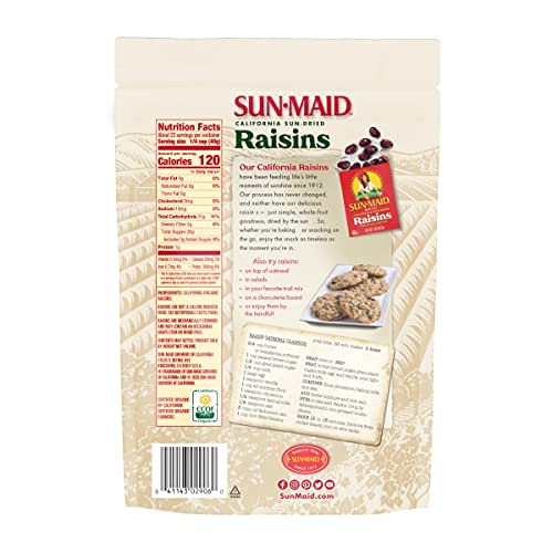 Sun-Maid Organic California Sun-Dried Raisins - (2 Pack) 32 oz Resealable Bag - Organic Dried Fruit Snack for Lunches, Snacks, a