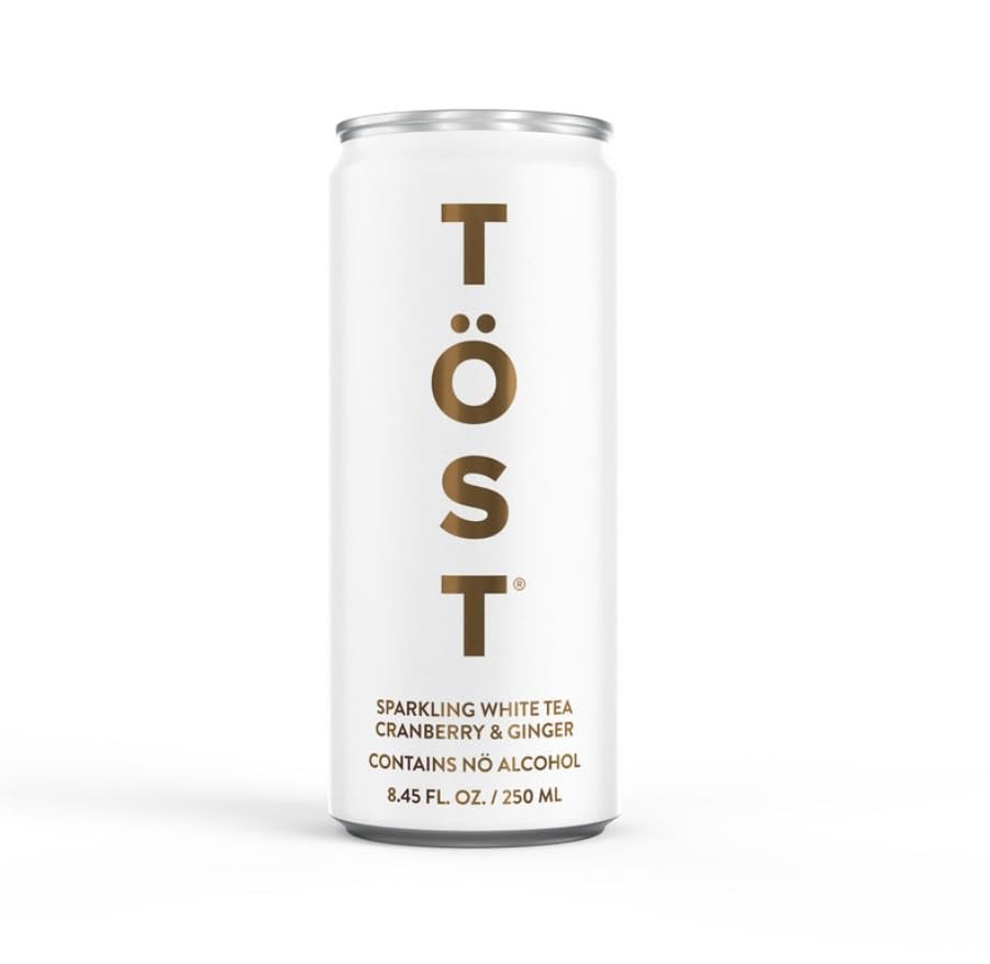 Generic TOST All-Natural Sparkling Beverage, White Tea Cranberry Ginger, 8.45 Fl Oz, Pack of 12