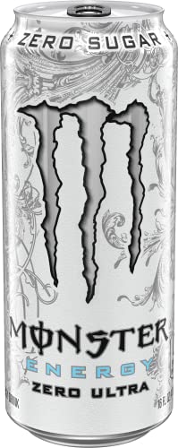 Monster Energy Zero Ultra Sugar Free Energy Drink, 16 Fl Oz, Pack of 12, White