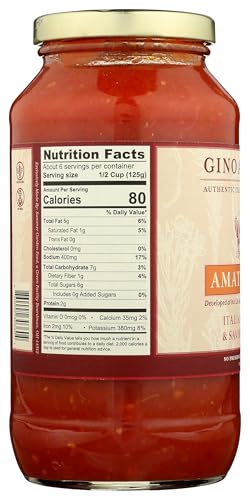 GINO ANGELINI Pasta Sauce AMATRICIANA, Tomato & Bacon, 24 oz, Pack of 2