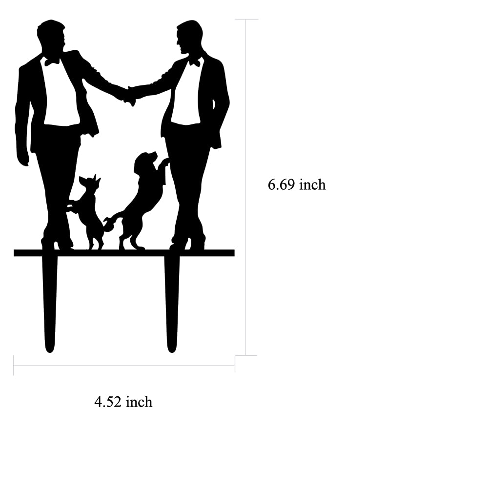 Gay Wedding Cake Topper, Grooms Cake Topper, Mr & Mr Cake Topper With Dogs - Gift For Gay Wedding/Engagement/Anniversary Party D