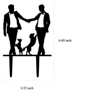 Gay Wedding Cake Topper, Grooms Cake Topper, Mr & Mr Cake Topper With Dogs - Gift For Gay Wedding/Engagement/Anniversary Party D