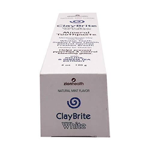 Zion Health Claybrite White Mineral Toothpaste Natural Mint Flavor 4 Oz 120 G