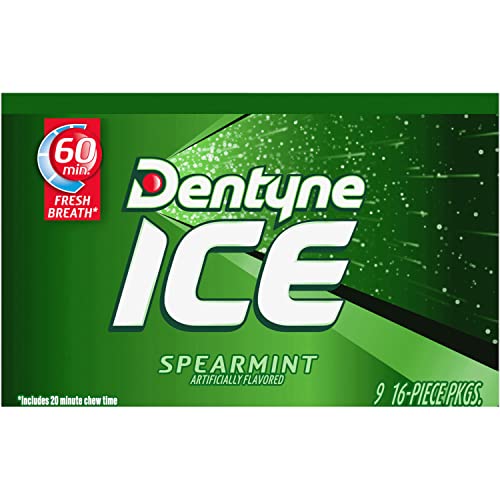 Dentyne Ice Sugar Free Gum (Spearmint 16 Piece Pack of 9)