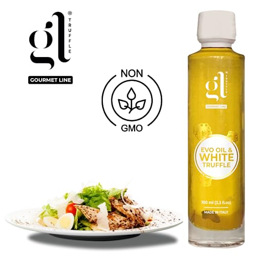 GL TRUFFLE GOURMET LINE White Truffle Oil, 100 ml, Authentic Infused Oil with Real Truffle Slice, Premium Quality, Product of Italy