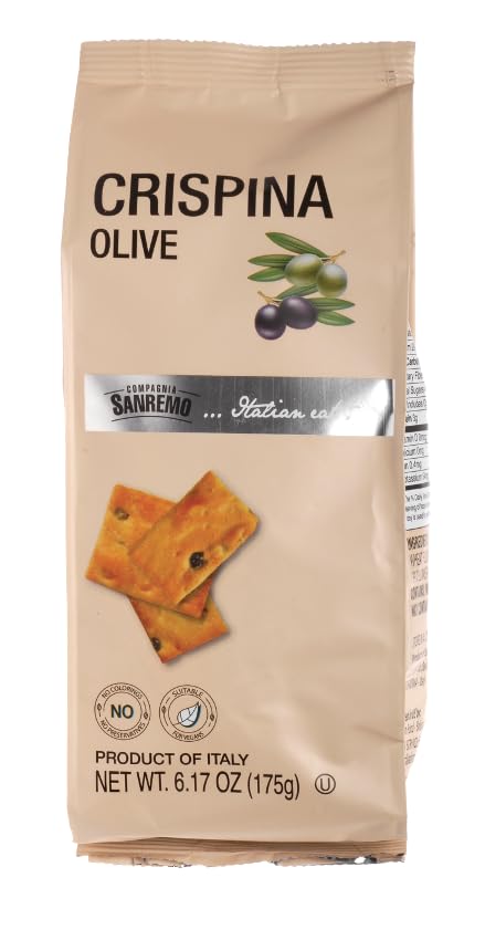 Mantova Cripsina Crunchy Gourmet Snack, Olive Flavor, 6.17 oz, Pack of 2, Product of Italy