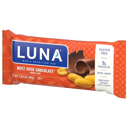 LUNA Bar - Nutz Over Chocolate Flavor - Snack Bars - Non-GMO - Gluten-Free Protein Bars - Made with Organic Oats (1 Count)
