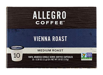 Allegro Coffee, Coffee Vienna Roast Pods 10 Count, 3.8 Ounce