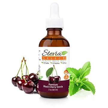 Stevia Select Black Cherry Flavored Liquid Stevia - Zero Calorie Coffee, Tea, Drink & Baking Sweetener, All-Natural, No Erythrit