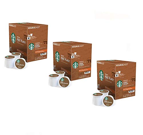 Starbucks Pike Place K-Cup Coffee compact pieces, 24 Count, Compatible with Keurig malt-inspired, Pack of 3