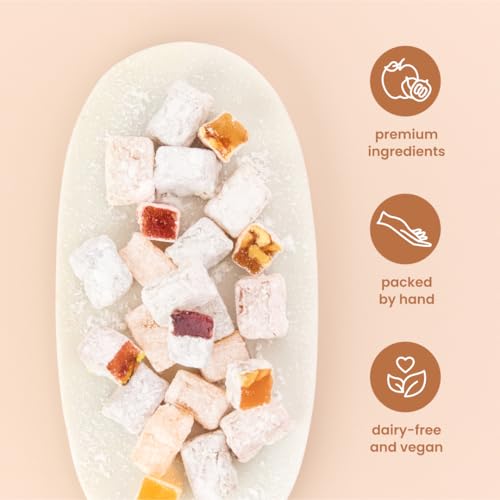 Liberty Orchards Turkish Delight - Premium Chewy Gourmet Vegan Candy 10 Oz.