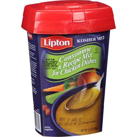 Lipton Consomme, Chicken Style Soup & Seasoning Mix, 14.1oz Canister (3 Pack) Resealable Lid, Meat Free, Certified Kosher