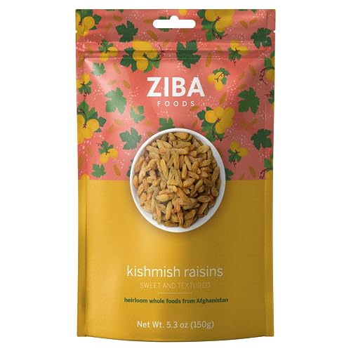Ziba Foods Kishmish Raisins | Non-GMO  Vegan  Whole 30 Friendly & Paleo | Superfood Dry Fruit Raisins No Sugar Added & Naturally High in Fiber  Iron and Immune Boosting Antioxidants  5.3 oz