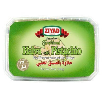 Ziyad Traditional Mediterranean Sesame Fudge Halva With Pistachio, No Additives, No Preservatives, 12.34 Oz
