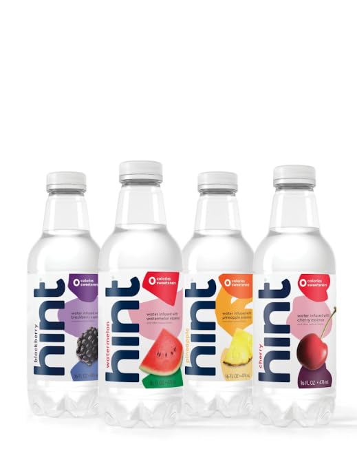 Hint Water Best Sellers Pack (Pack of 12), 16 Ounce Bottles, 3 Bottles Each of: Watermelon, Blackberry, Cherry, and Pineapple, Z