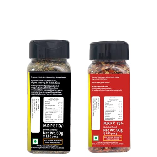 Easy Life Oregano Seasoning 50Gram And Roasted Chilli Flakes 50Gram Combo Perfect For Pizza