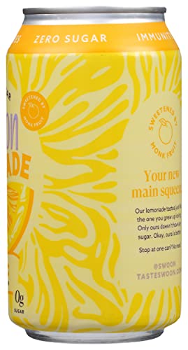 Swoon Classic Lemonade, Zero Sugar, Vegan, Gluten Free, Non-GMO, 12 oz, Pack of 12 - Low Calorie Refreshment