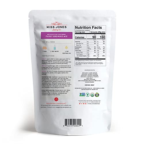 Miss Jones Baking Organic Fudge Brownie Mix, Non-GMO, Vegan-Friendly: Rich Cocoa (Pack of 2)