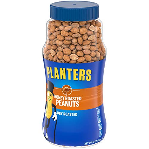 PLANTERS Honey Roasted Peanuts  16 oz. Resealable Jars (Pack of 4) - Flavored Peanuts with a Sweet Honey Coating & Sea Salt - Wholesome Snacking - Kosher