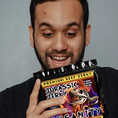JJD USA Jurassic Jerky Insanity Beef Jerky - Ghost, Habanero & Carolina Reaper Peppers - 1 oz Bag