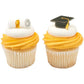 NCS Graduation Cap and Scroll Edible Sugar Cake Toppers, 12 Count, Black/White/Gold, 1.55 x 0.95 inches, Sugar Material