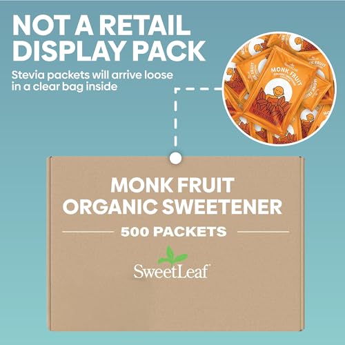 SweetLeaf Monk Fruit Sweetener Packets - Zero Calorie, Keto Friendly - 500 Count - Gluten Free