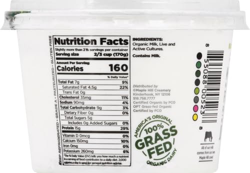 Maple Hill Creamery Organic Plain Greek Yogurt, 16 Oz