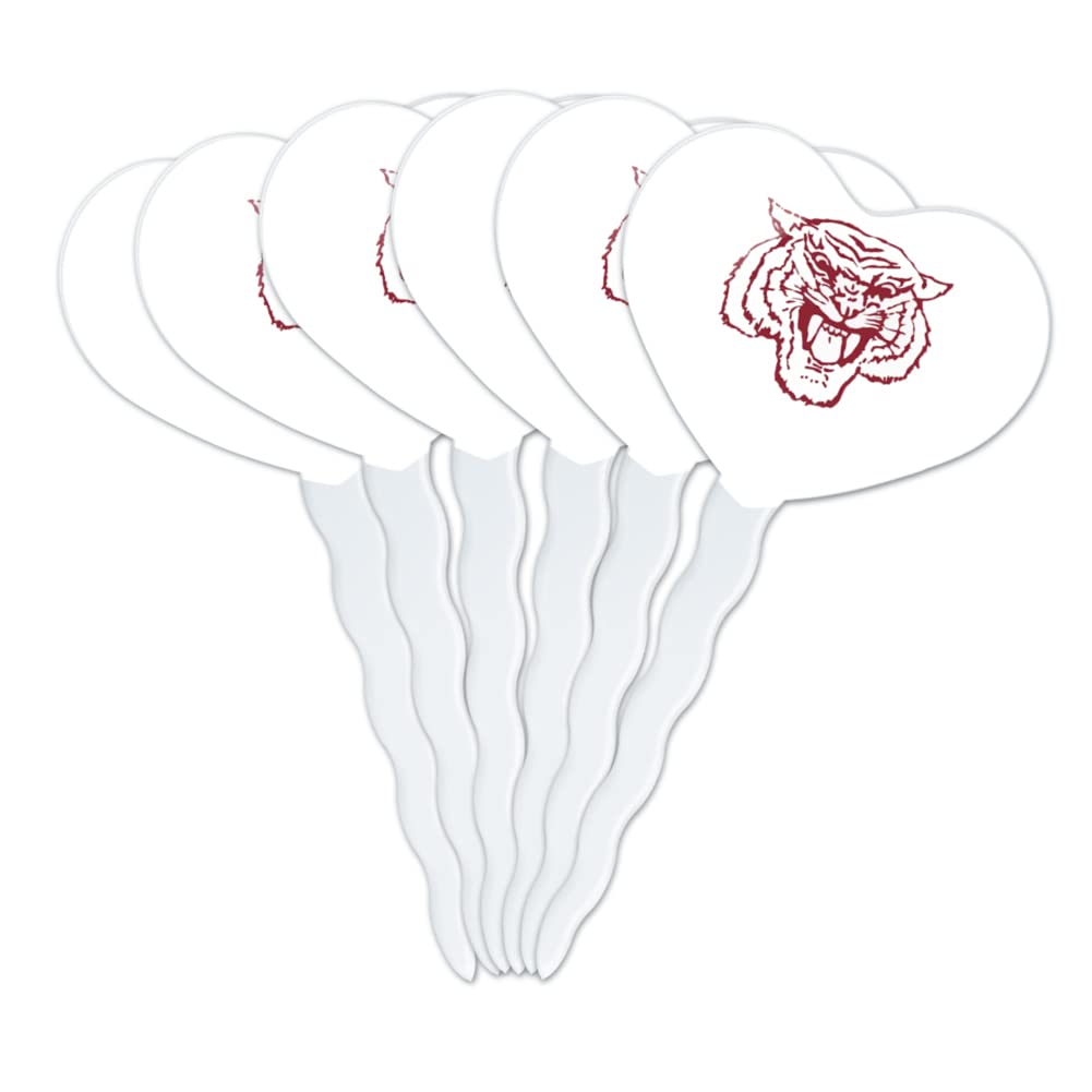 GRAPHICS & MORE Heart Cupcake Picks Set of 6, Acrylic Decoration, Morehouse College, Model CUPT.HRT.ACR.6PK.CLCMHC500B